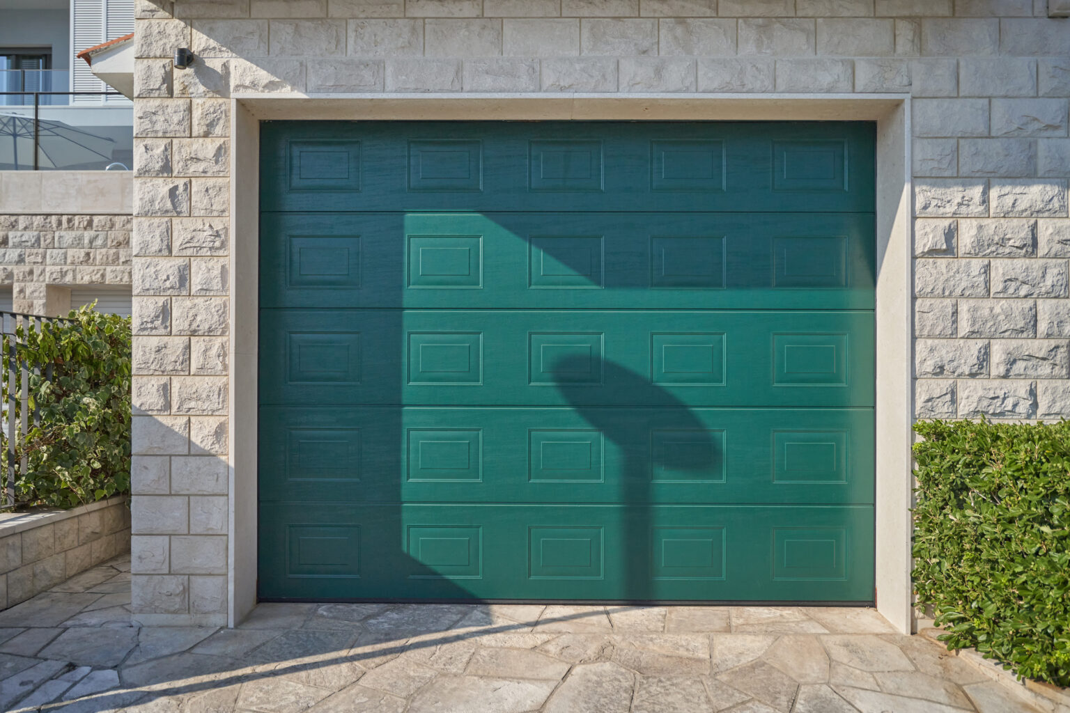 green garage door