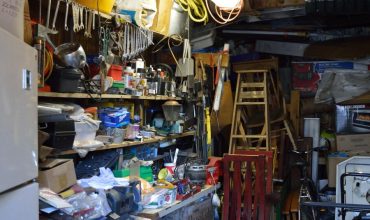 cluttered garage